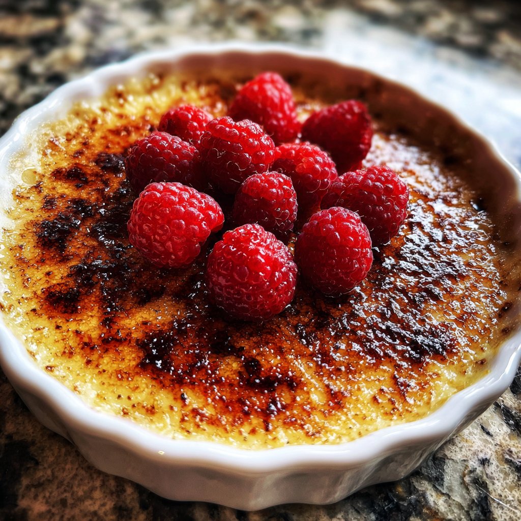 Crème Brûlée mit Himbeeren