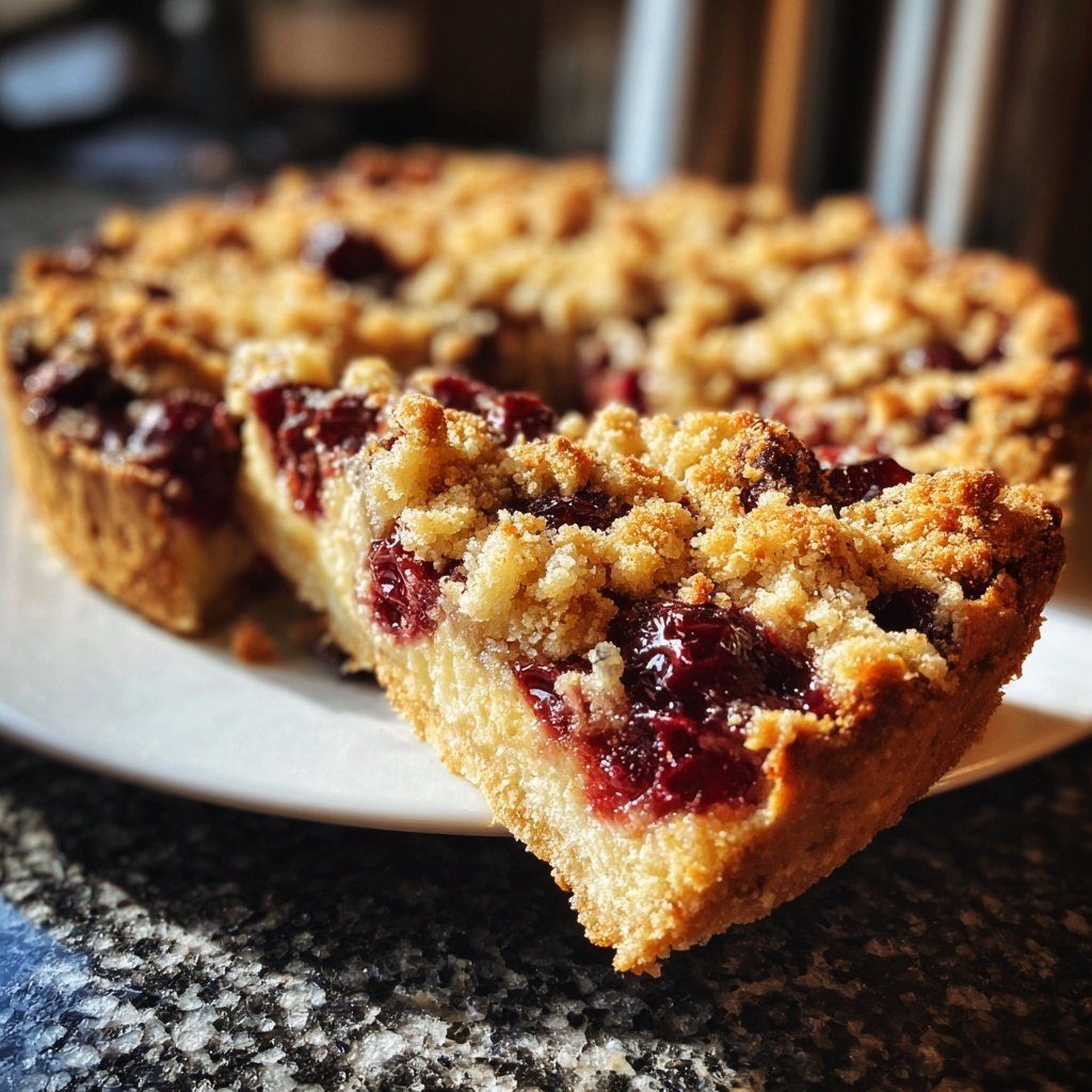 Kuchen mit Kirschen und Streuseln