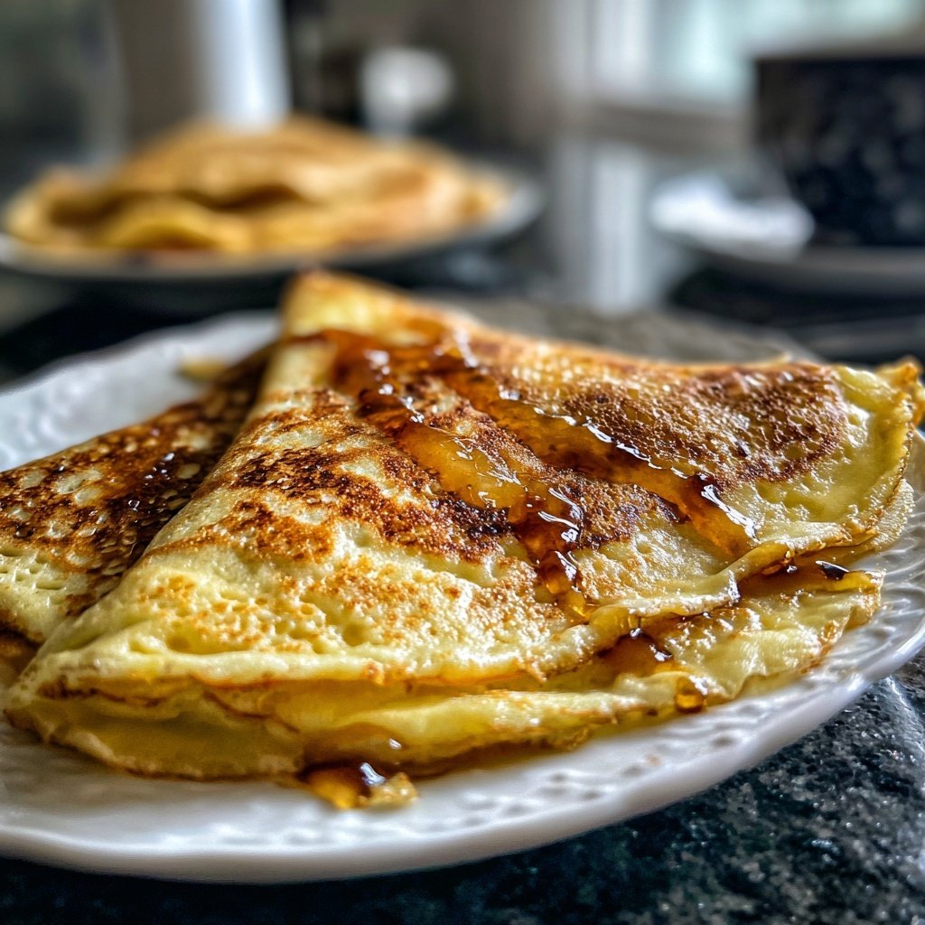 Pfannkuchen mit Pflaumenkompott