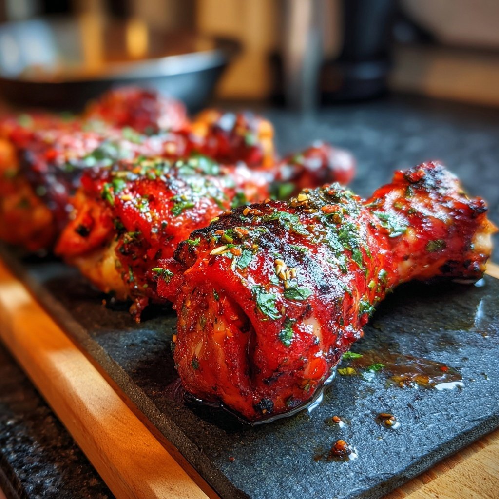 Gegrillte Hähnchenschenkel Mit Paprika Marinade
