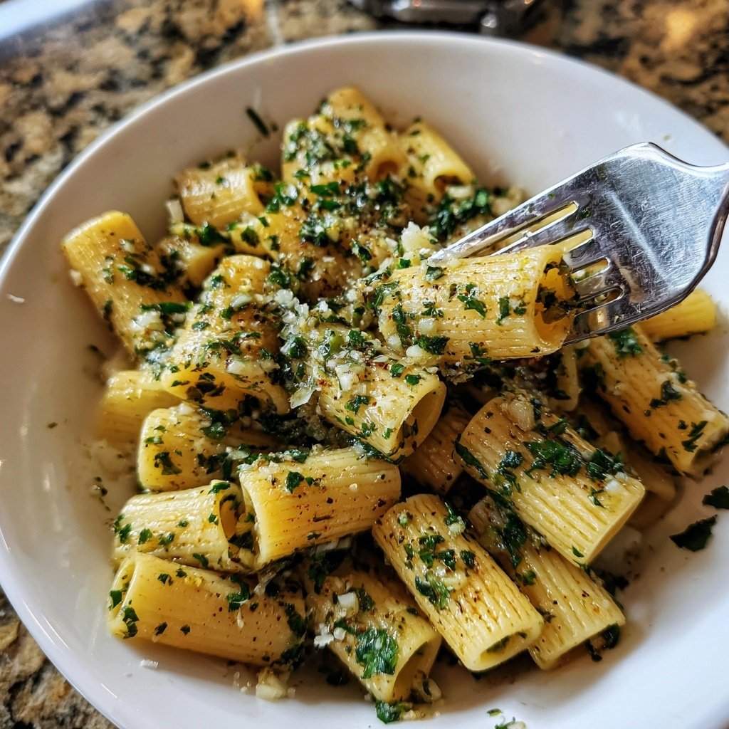 Rigatoni mit Olivenöl und Knoblauch