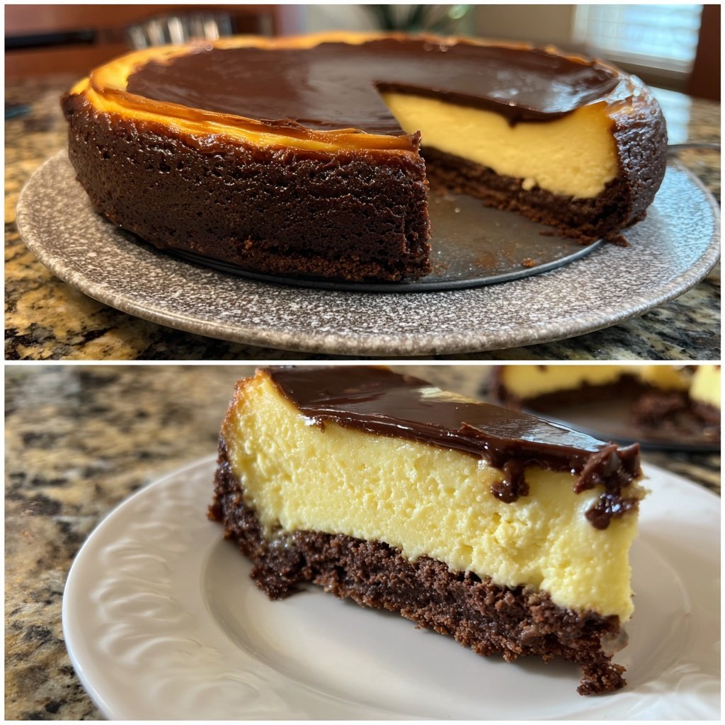 Käsekuchen mit Schokoboden