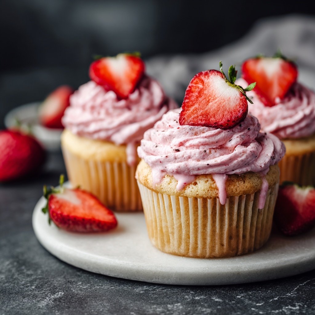 Cupcakes mit Erdbeerfrosting