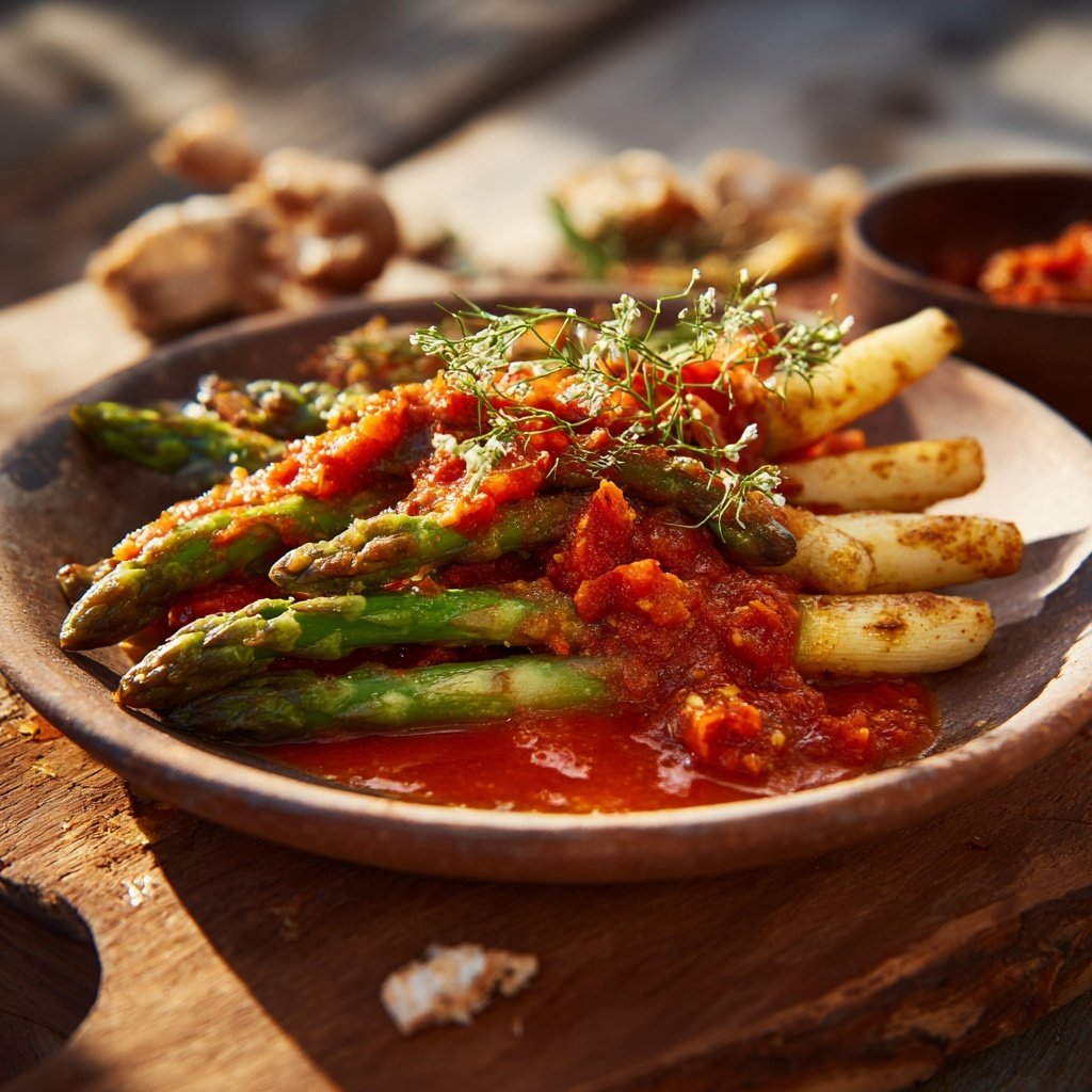 Grüner Spargel Mit Tomaten Sauce